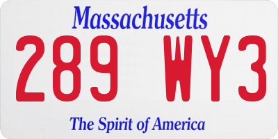 MA license plate 289WY3