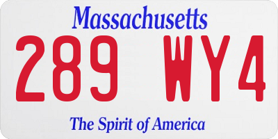 MA license plate 289WY4