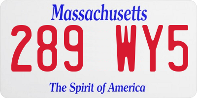 MA license plate 289WY5