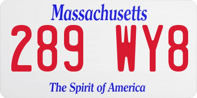 MA license plate 289WY8