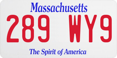 MA license plate 289WY9