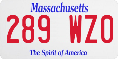 MA license plate 289WZ0