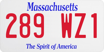 MA license plate 289WZ1