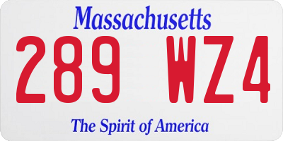 MA license plate 289WZ4