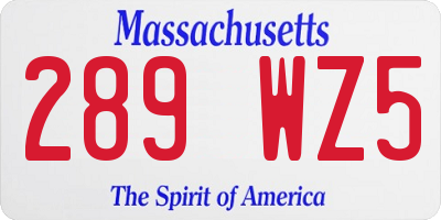MA license plate 289WZ5