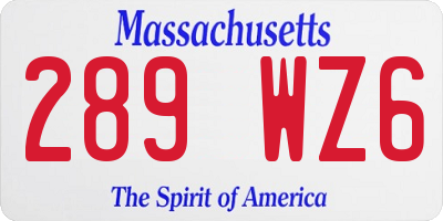 MA license plate 289WZ6