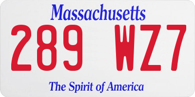MA license plate 289WZ7