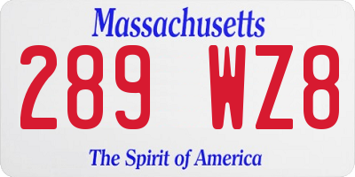 MA license plate 289WZ8