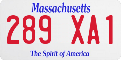 MA license plate 289XA1