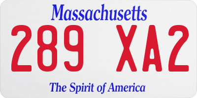 MA license plate 289XA2