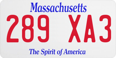 MA license plate 289XA3