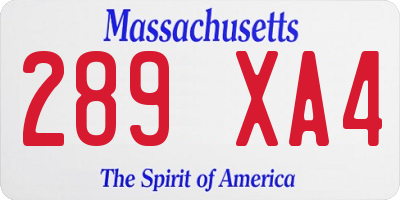 MA license plate 289XA4