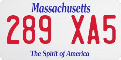 MA license plate 289XA5