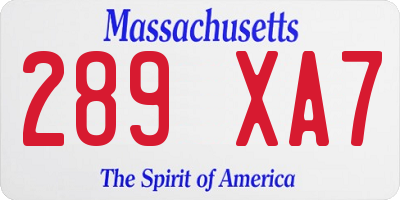 MA license plate 289XA7