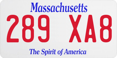 MA license plate 289XA8