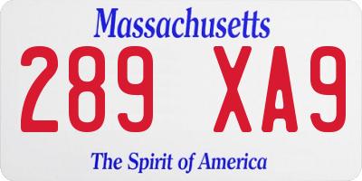 MA license plate 289XA9