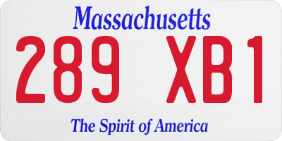MA license plate 289XB1