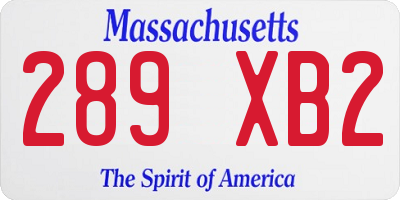 MA license plate 289XB2