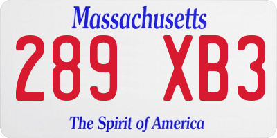 MA license plate 289XB3