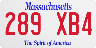 MA license plate 289XB4