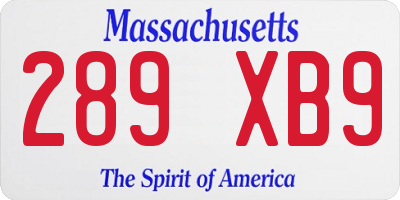 MA license plate 289XB9