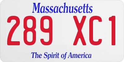 MA license plate 289XC1