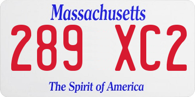 MA license plate 289XC2