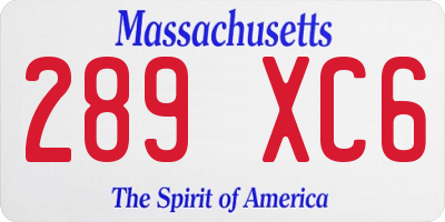 MA license plate 289XC6