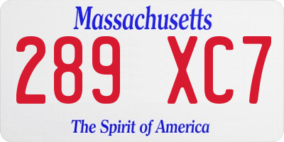 MA license plate 289XC7