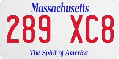 MA license plate 289XC8