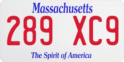 MA license plate 289XC9