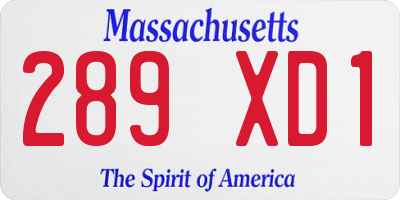 MA license plate 289XD1