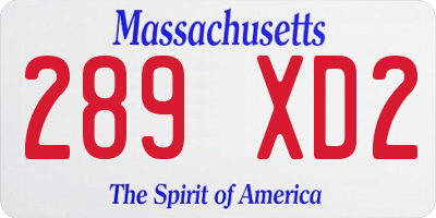 MA license plate 289XD2