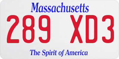 MA license plate 289XD3