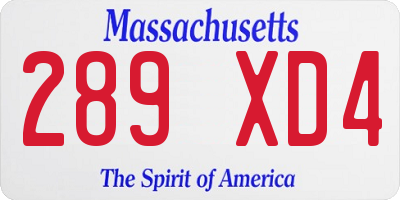 MA license plate 289XD4