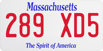 MA license plate 289XD5