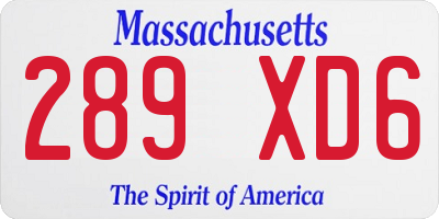 MA license plate 289XD6