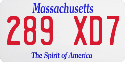 MA license plate 289XD7