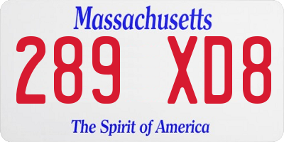 MA license plate 289XD8
