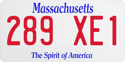 MA license plate 289XE1