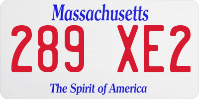 MA license plate 289XE2