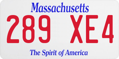 MA license plate 289XE4