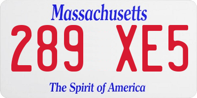 MA license plate 289XE5