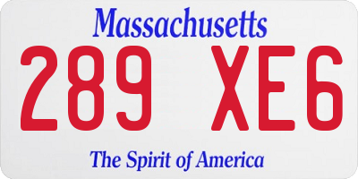 MA license plate 289XE6