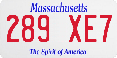 MA license plate 289XE7