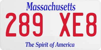 MA license plate 289XE8