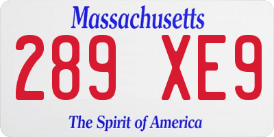 MA license plate 289XE9