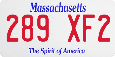 MA license plate 289XF2