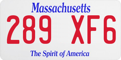 MA license plate 289XF6