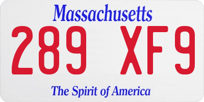 MA license plate 289XF9